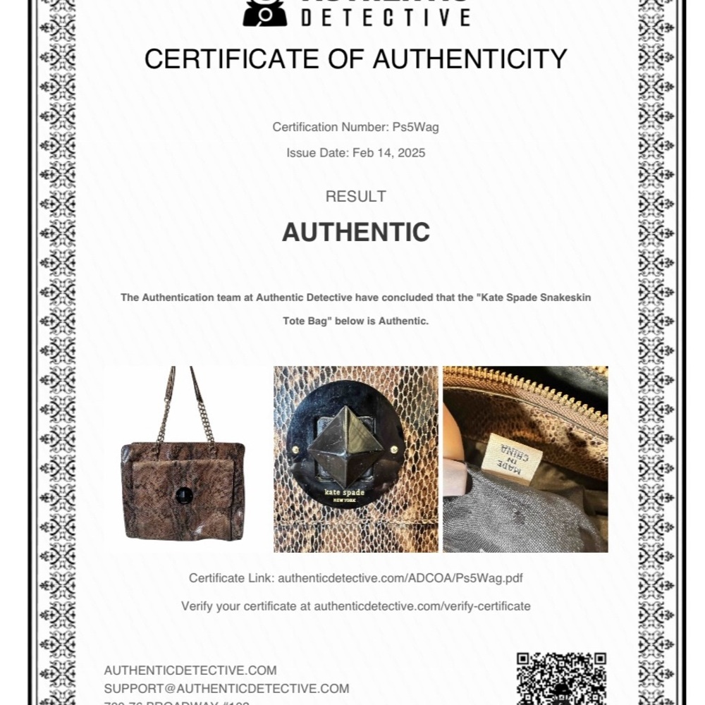 Kate Spade Brown Tote with Textured Finish and Chain Straps - Picture 11 of 11